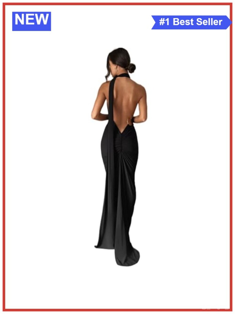 Sexy One Shoulder Backless Maxi Dress Ruched O Ring Sleeveless Evening Gown